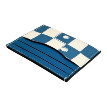 COACH Card Case Artificial Leather Plastic Cow Leather Card Holder Mini Women's Blue Pinecone & Chalk White