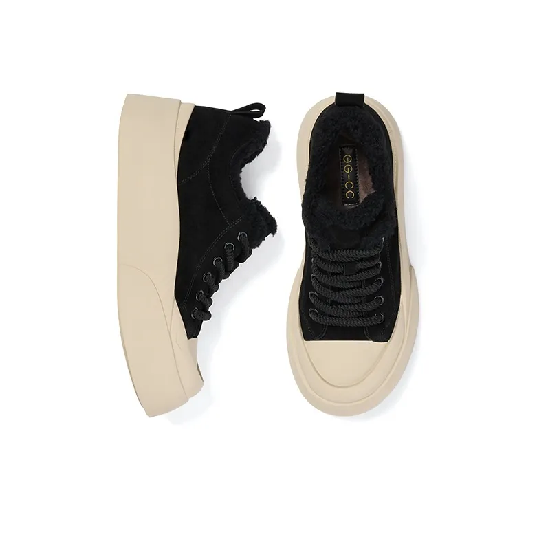 GG-CC Anti-Slip Wear-Resistant Low-Top Fleece-Lined Skateboard Shoes Women's-7