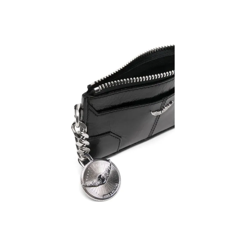 Zadig & Voltaire Patent Leather Card Holder Women's Black-4