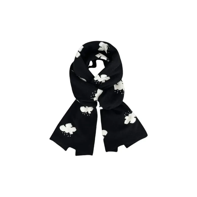 PISHUSHU Polyester Knit Scarves Unisex Dusty Blue Khaki Forest Green Klein Blue Ink Black-4