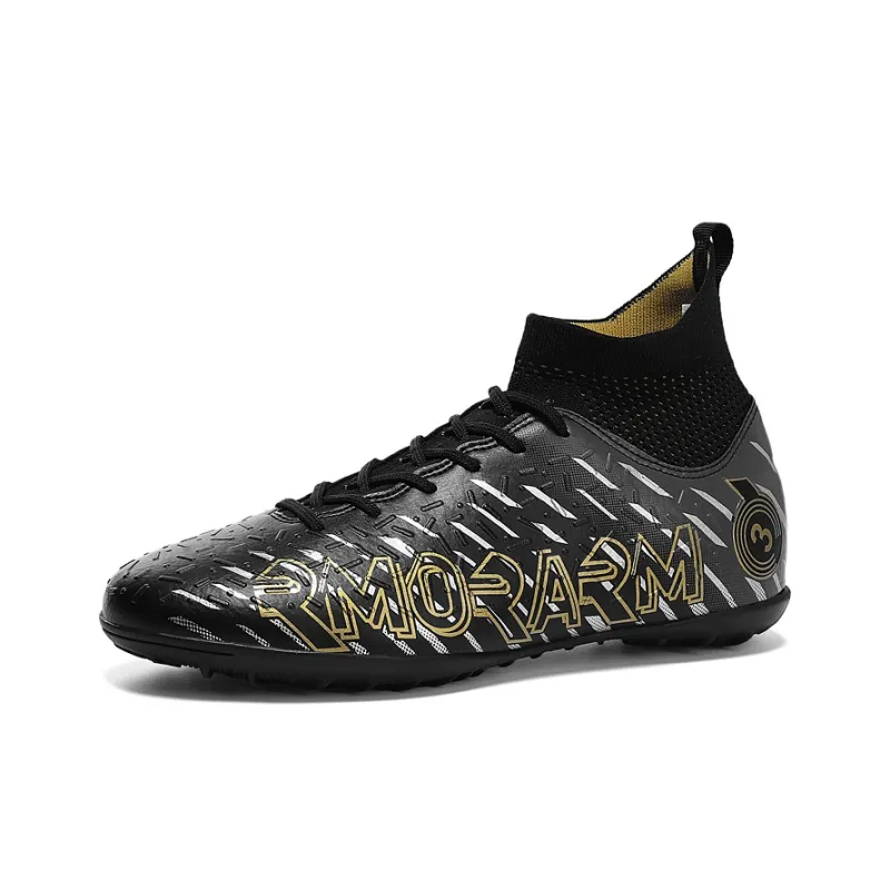 OFFER AITR Soccer Shoes Unisex High Top Black/White/Cyan-1