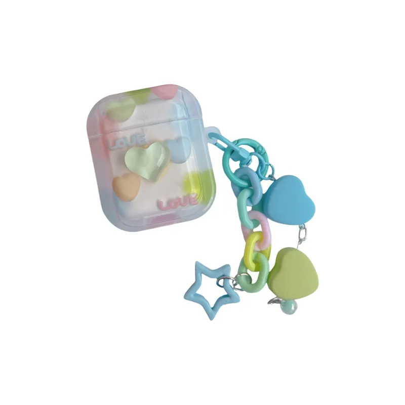 Baohuguang Compatible With AirPods Pro 2/3/1 TPU Ins Dopamine Dressing 3D Effect Multicolor Heart Headphone Cases-2