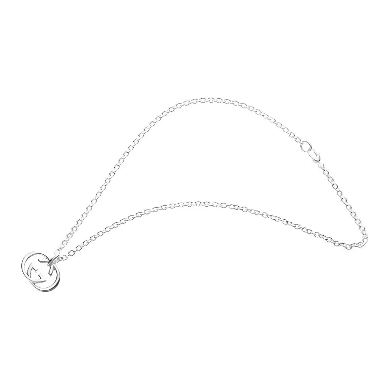 GUCCI 2000 2024 Sterling Silver Interlocking G Pendant Necklace-4