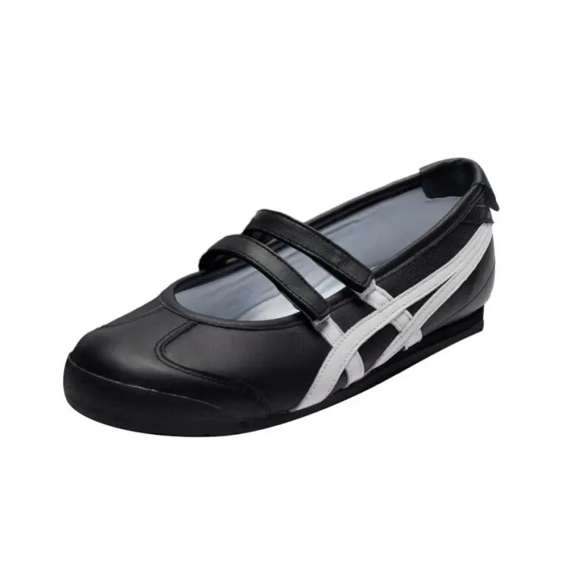 Patou x Onitsuka Tiger MEXICO 66 Flat Mary Jane Shoes Women's Black White-2