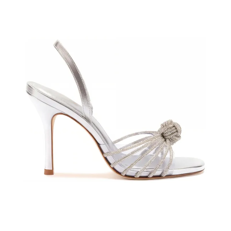 Larroude Valerie Strap Sandals 9.5cm Women's Silver-1