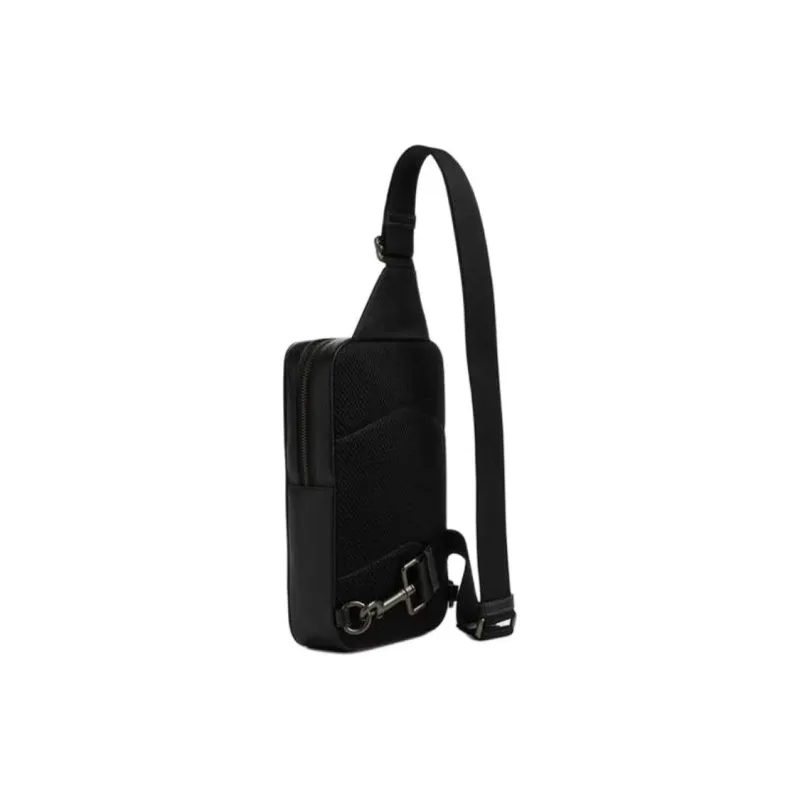 COACH Cow Leather One Shoulder Crossbody Sling Bags Small Size Men's Black Gray Color-1