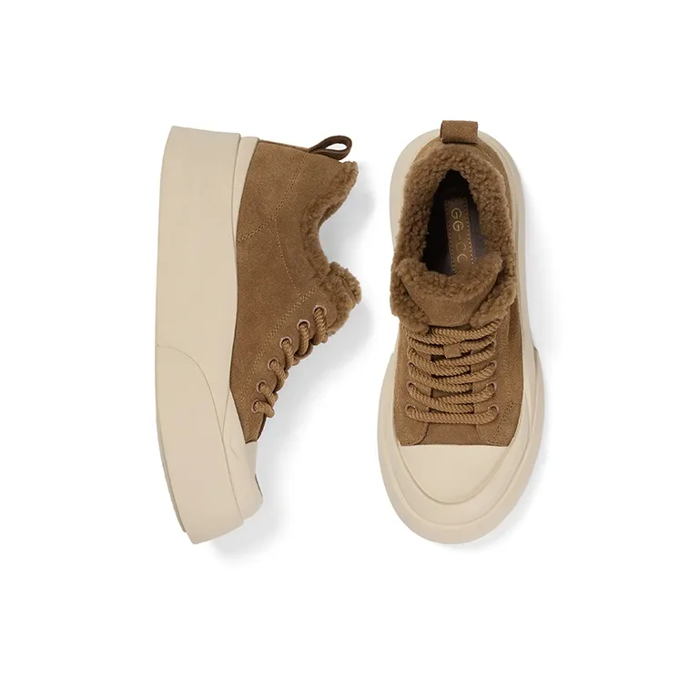 GG-CC Anti-Slip Wear-Resistant Low-Top Fleece-Lined Skateboard Shoes Women's-2