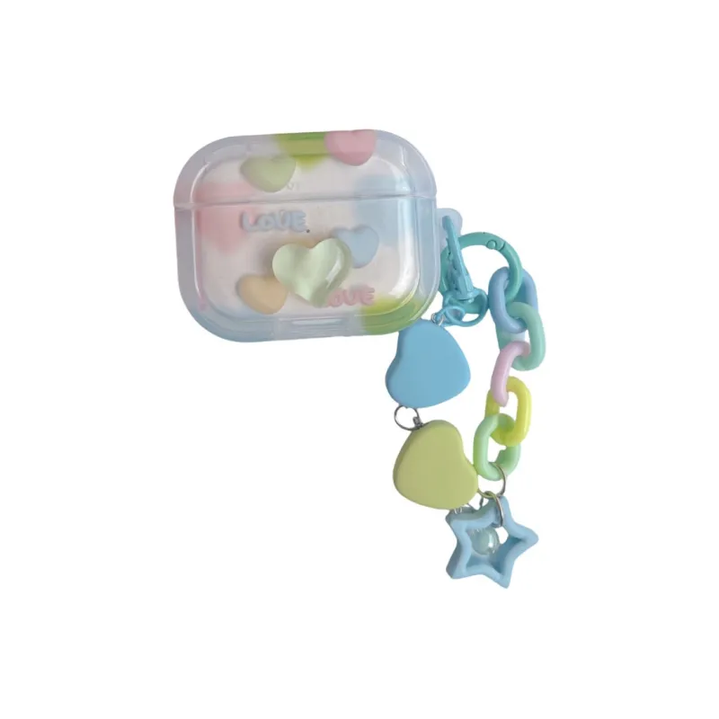 Baohuguang Compatible With AirPods Pro 2/3/1 TPU Ins Dopamine Dressing 3D Effect Multicolor Heart Headphone Cases-1