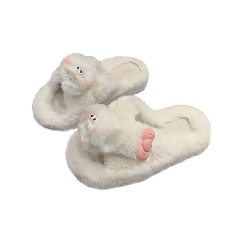 Meter Bubbles Ball Multicolor Candy Color Fuzzy Slippers Shoes Women's Platform DIY Handmade Cotton Slipper Comfortable-0