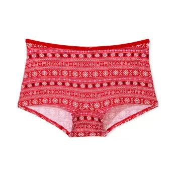 Victoria's Secret PINK Cotton Velvet-Trim Boyshort Panty / BVFVT Underpants Women's 1 Pack Red