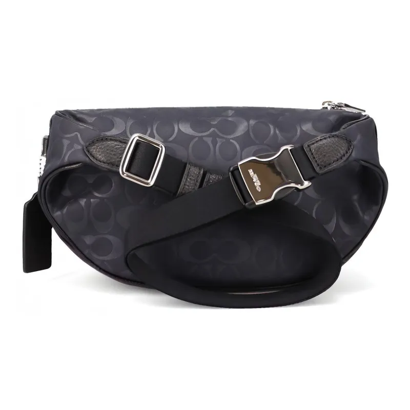 COACH Court Leather One Shoulder Crossbody Sling Bag Crossbody Bag Fanny Pack Small Size Men's Black-2