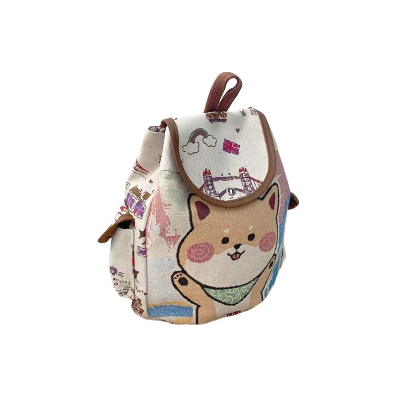 TINYAT Canvas Backpack Regular Women's Multicolor-0