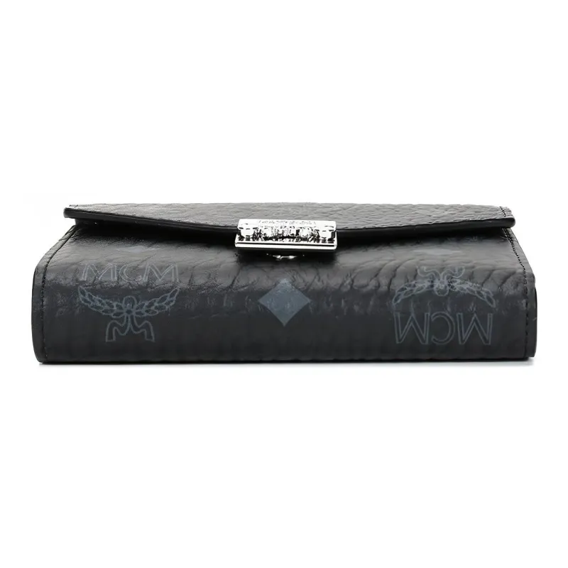 MCM Patricia Visetos Leather Wallet Women's Black-4