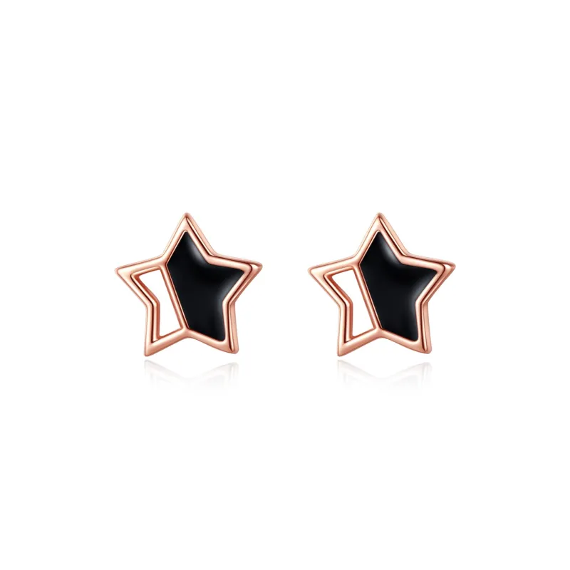 EMLEY 925 Sterling Silver Stud Earrings Women's Rose Gold-0