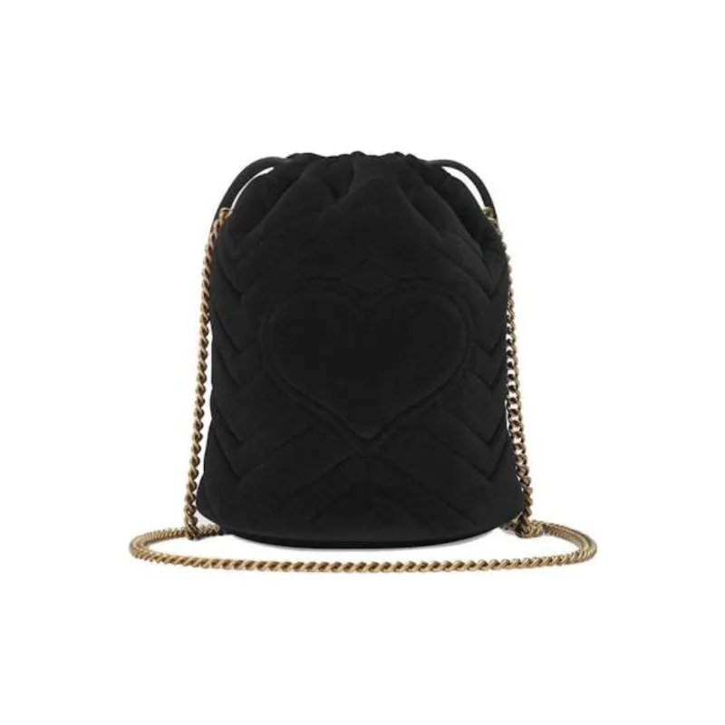 GUCCI GG Marmont Velvet Bucket Bags Crossbody Bag Shoulder Bag Mini Women's Black-1