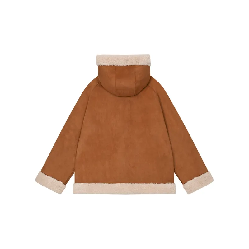 NTOT Velvet-feel Coat Women's Brown-1