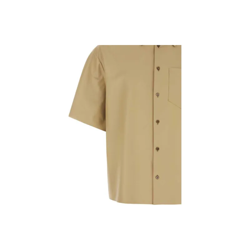 PRADA Buttoned Short Sleeved Leather Shirt-3
