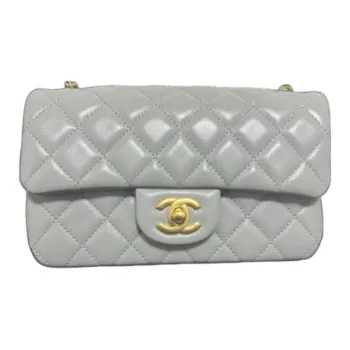 CHANEL Classic Flap CF Sheepskin Mouth Cover Bag, Crossbody Bags, Shoulder Bags Mini Women's Light Gray