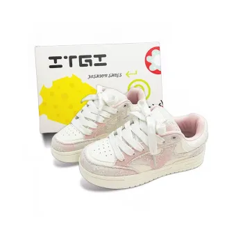 ITGI Anti Slip Wear Resistant Low Top Skateboard Shoes Women's White Pink