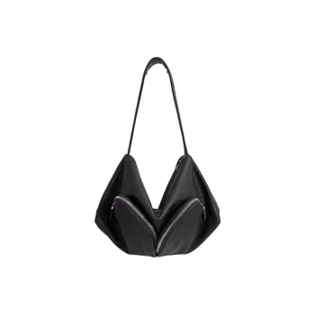 SUREN Sheepskin Shoulder Bag Medium Size Women's Classic Black/Olive Green