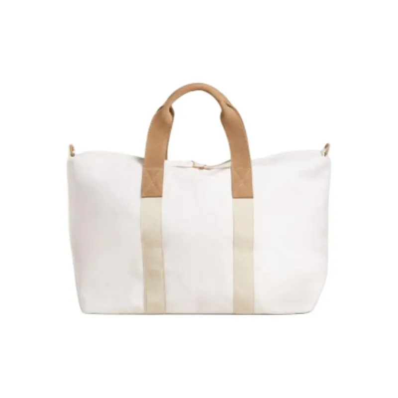 ZARA Linen Travel Bag Women's Light Beige Yellow-0