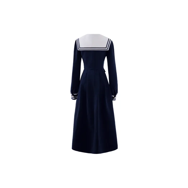 Blovelan Long Sleeved Dress Women's Marine Blue-1