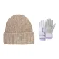 Brown Hats & Caps+Purple Gloves