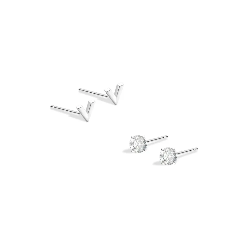 BLANK IN BLANK Sterling Silver Stud Earrings Women's Couple Bestie Female Friend Girl Birthday-0