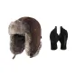 Brown Hats & Caps+Black Gloves