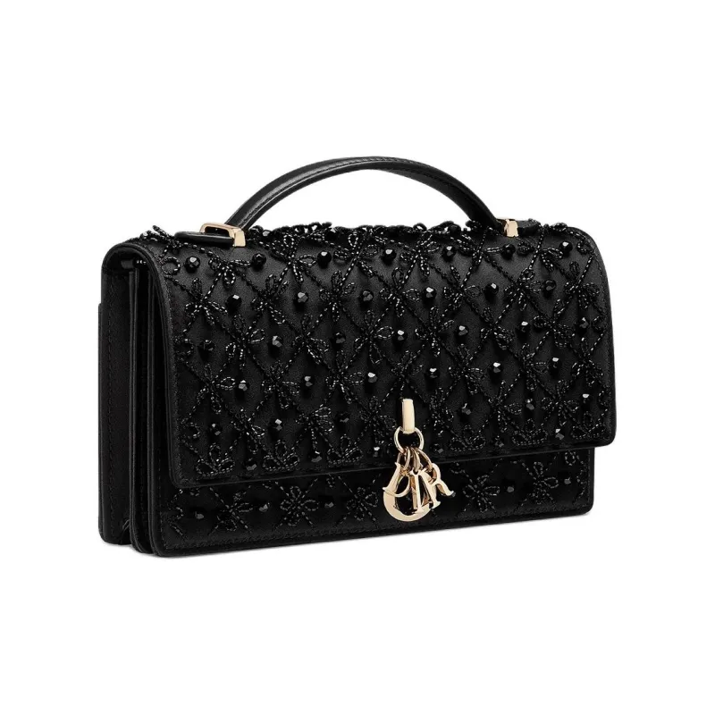 DIOR Silk Shoulder Bag, Crossbody Bag, Handbag Mini Women's Black-1