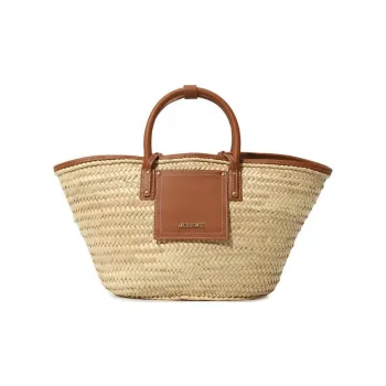 Jacquemus Palm Fiber Straw Bag One Shoulder Handbag Women's Light Umber
