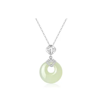 KADER Hetian Jade Necklaces Pale Greenish White Jade Women's