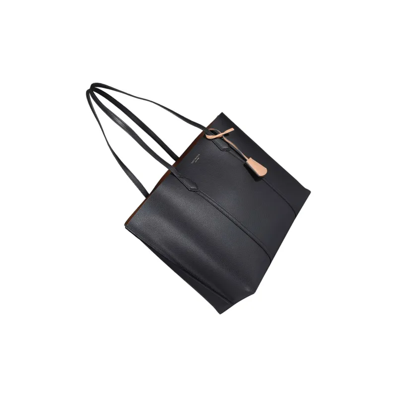 TORY BURCH Calfskin Tote Bag, Shopping Bag, Handbag Women's Black-2