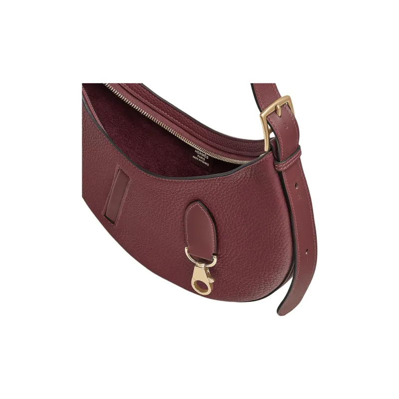 HERMES Arcon Clemence Bullhide With Swift Calfskin Crossbody Bag, Shoulder Bag Women's Hermes Red-3