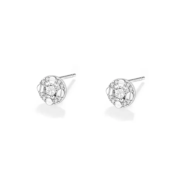 Silver Stud Earrings Women's-0