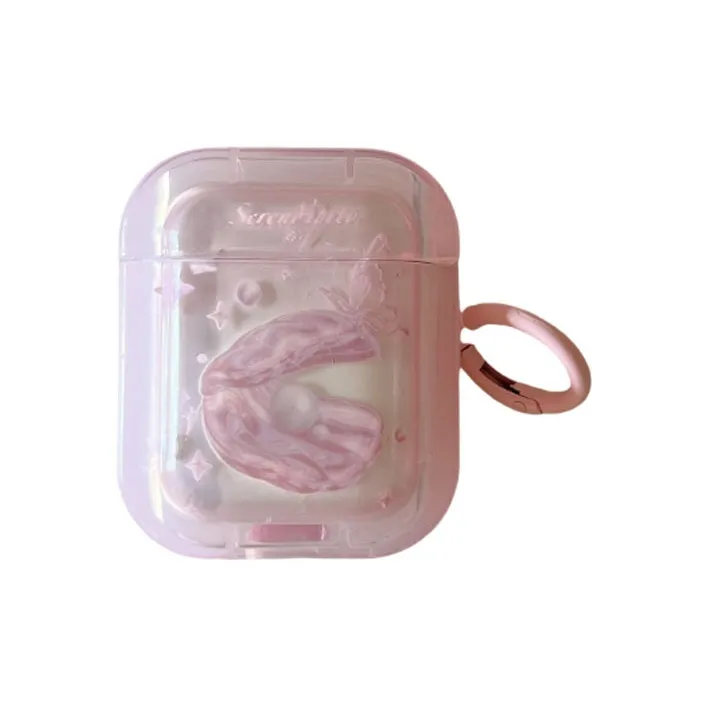 Baohuguang Compatible With AirPods Pro 2/3/1 TPU Ins Girlish Heart Pink Pearl Shell Headphone Cases-2
