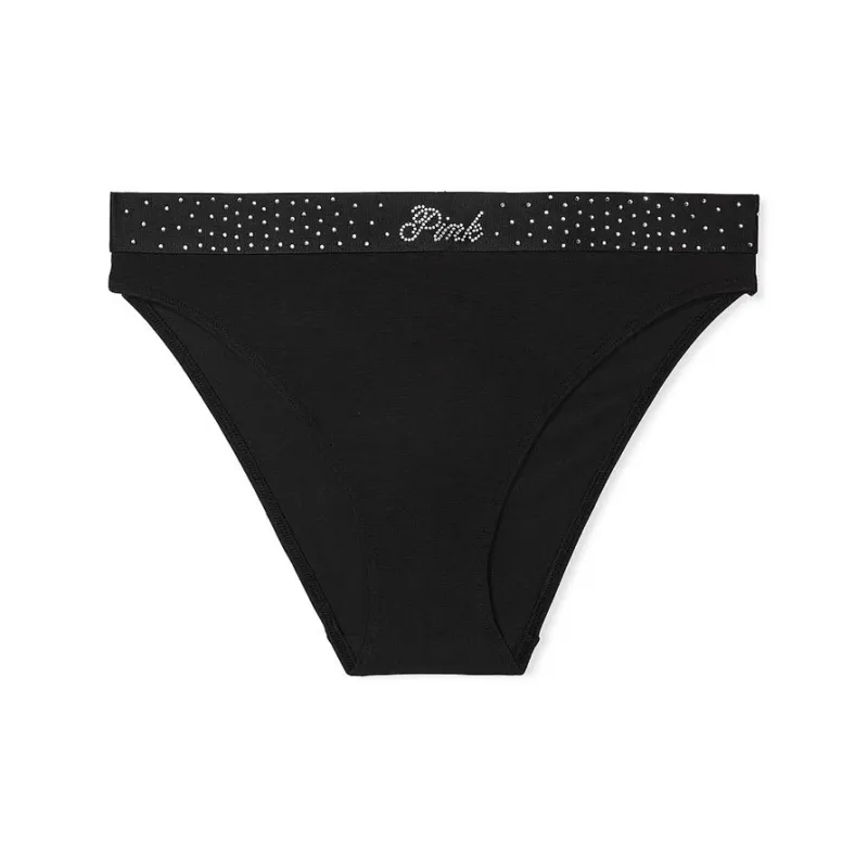 Victoria's Secret PINK Logo Cotton High-Leg Cheeky Panty / PBDW Underpants Women's 1 Pack Black-0