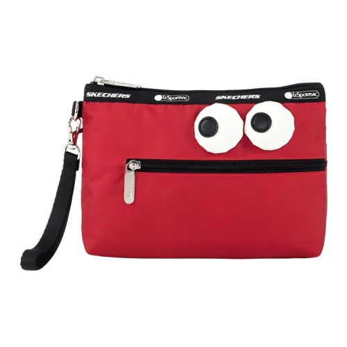 Skechers LeSportsac Poetry Joint Fabric Big Eyed Boy Bag Coin Purse Makeup Clutch Medium Size Unisex Deep Red