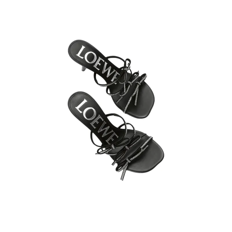 LOEWE Petal Slide Slippers 9cm Women's Black-2