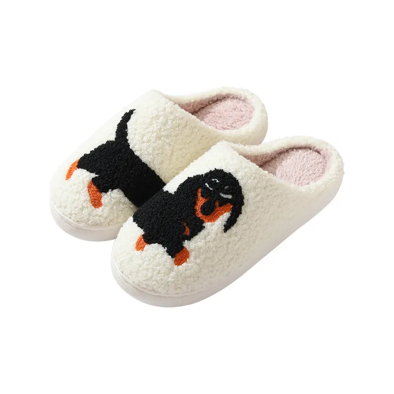 Meter Fall And Winter Women's Cute Cartoon Dog Cotton Slippers Home Indoor Slip Resistant Cotton Slipper Shoes-0