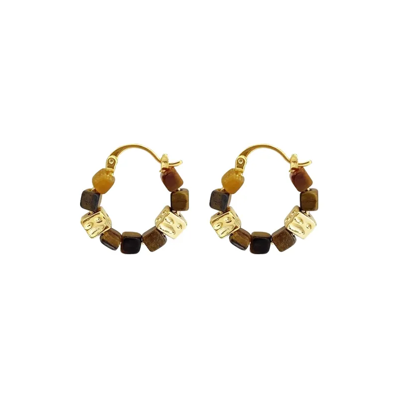 WAW Gold Plated Copper Glass Earrings Women's-0