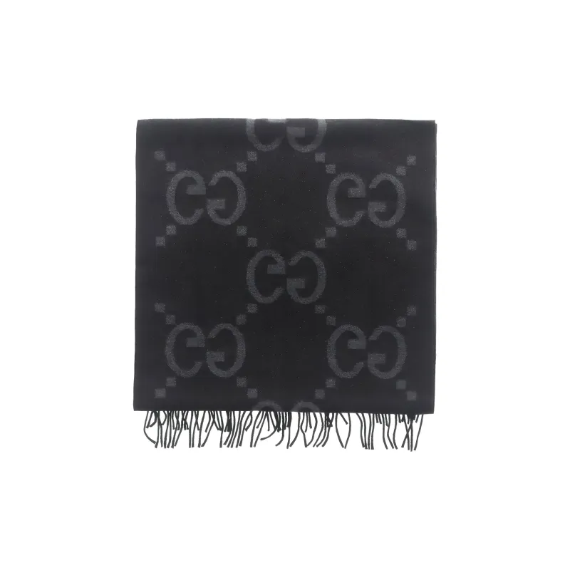 GUCCI Cashmere Knit Scarves Men's Gray Black-0