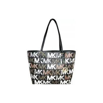 MICHAEL KORS Jet Set Travel Leather Tote Bag Shopping Bag Shoulder Bag Handbag Medium Size Women's Black Multicolor