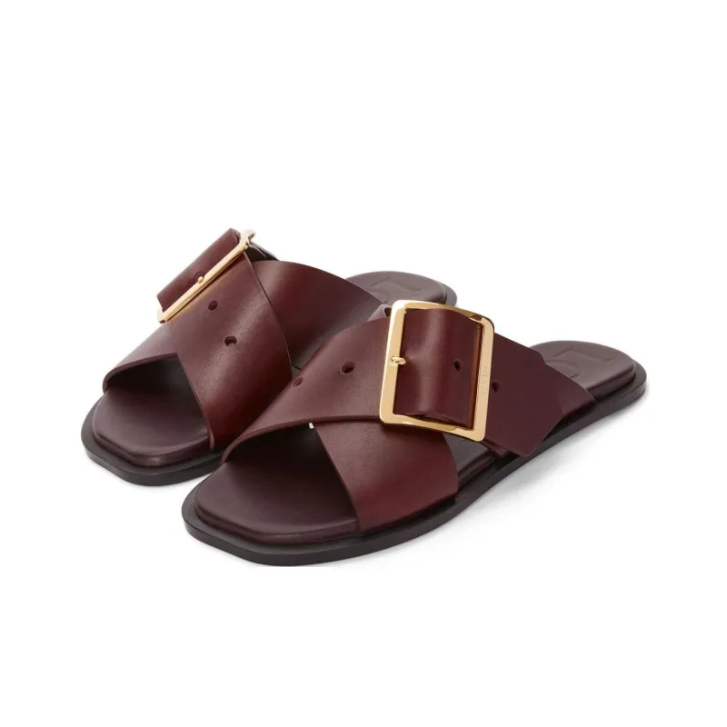 LOEWE Petal Slide Slippers Women's Burgundy-2