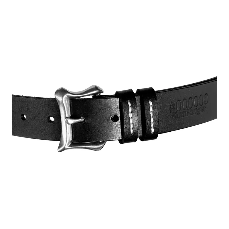 Kami Anger Stainless Steel Leather Belts Unisex 3.3cm-5