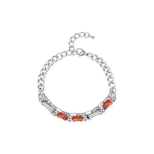 QIANFANGDAHUANGYE Titanium Steel Imitation Red Agate Bracelets Men's
