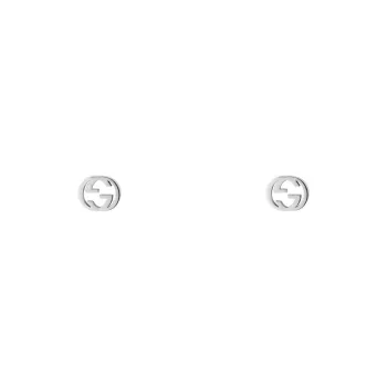 GUCCI Sterling Silver Interlocking G Stud Earrings
