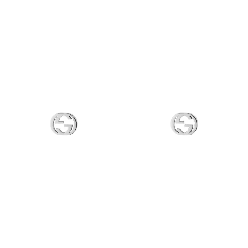 GUCCI Sterling Silver Interlocking G Stud Earrings-0