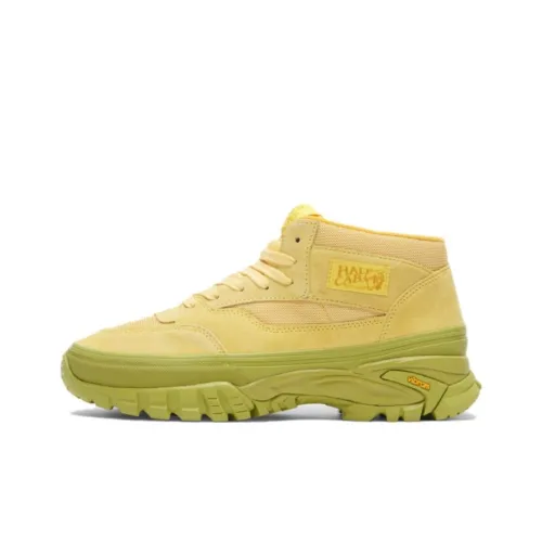Vans Half Cab Anti Slip Wear Resistant Mid Top Outdoor Shoes Unisex Yellow Green