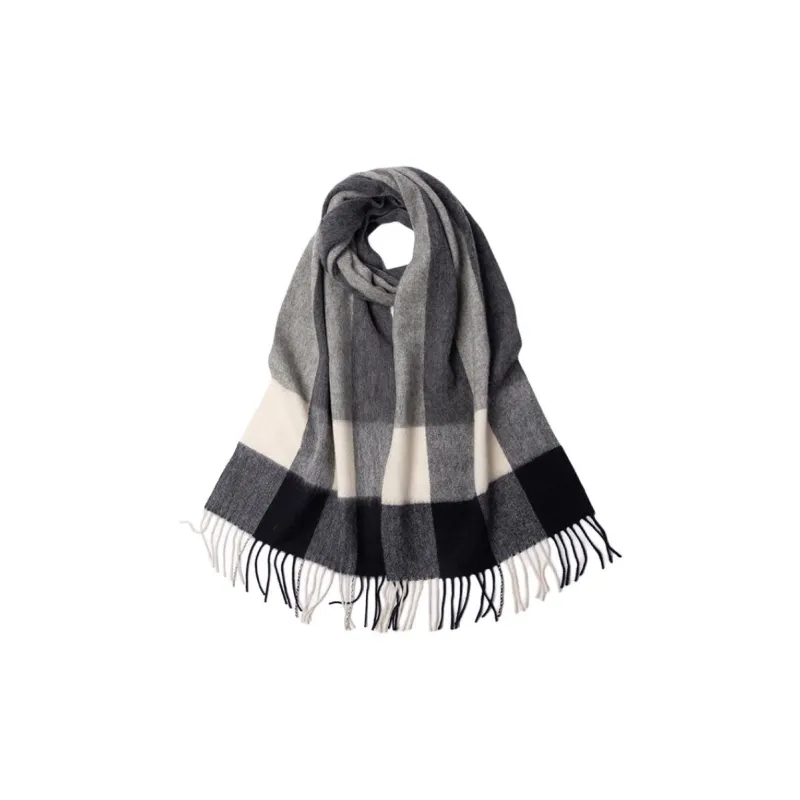 H YXIANG 100% Wool Knit Scarves Men's-0